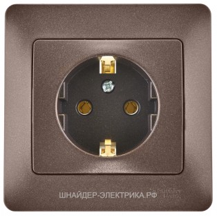 Розетка 1-м СП с/з 16А Glossa шоколад