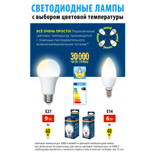 Лампа Bicolor А60 9Вт/Е27 ТБ+ХБ