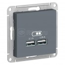 Механизм розетки USB 5В 1порт*2.1порта*1.05А AtlasDesing грифель