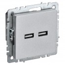 Розетка USB A+A 5В, 3,1А BRITE алюминий