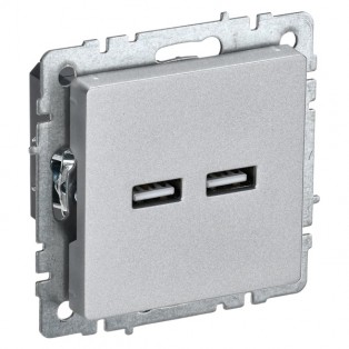 Розетка USB A+A 5В, 3,1А BRITE алюминий