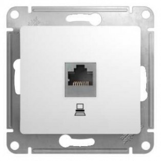 Механизм розетки комп. 1-м СП RJ45 Glossa белый