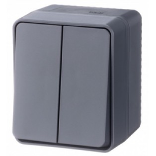 Выключатель 2-клавишный IP 54 10А AtlasDesign антрацит