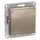 Механизм розетки со шторками, с крышкой 16А с/з AtlasDesign шампань