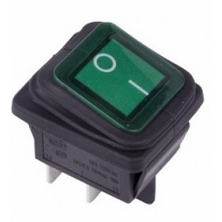 Выключатель (36-2362) 250V, 15А зеленый с подсветкой ON-OFF влагозащита