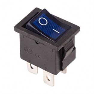 Выключатель (36-2191) 250V, 6А синий с подсветкой Mini ON-OFF