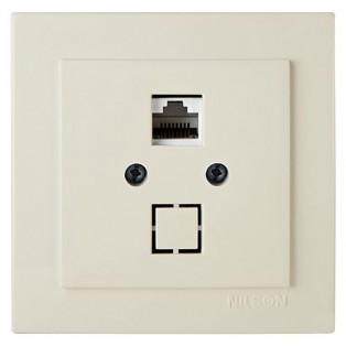 Розетка 1СП комп CAT5 крем Touran naturel В СБОРЕ