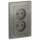 Розетка 2-м б/з AtlasDesign 16А в сборе сталь