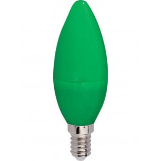 Лампа светодиодная Ecola LED C37 E14 6W220V Green свеча 103х37