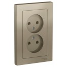 Розетка 2-м б/з AtlasDesign 16А в сборе шампань