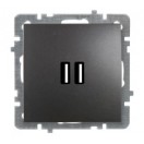 Механизм розетки USB 2СП антрацит Touran naturel