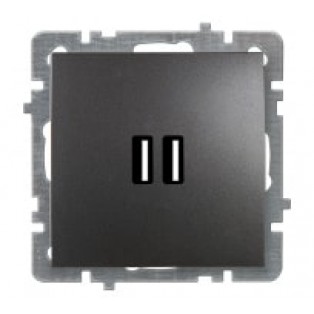 Механизм розетки USB 2СП антрацит Touran naturel