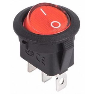 Выключатель (36-2585) 12V, 20А красный с подсветкой круглый ON-OFF