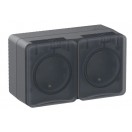 Розетка двойная с/з IP54 16A AtlasDesign антрацит